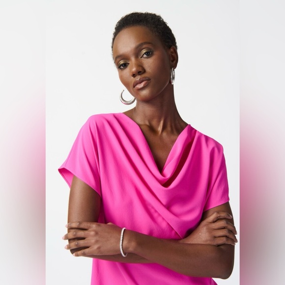 Joseph Ribkoff Tops - Joseph Ribkoff Casual Cowl Neck Pullover Blouse Top Short Sleeve Size 18 Pink
